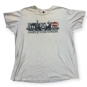 Harley Davidson Shirt‎ Men's 3XL Beige Biker Grunge Thrashed Distressed